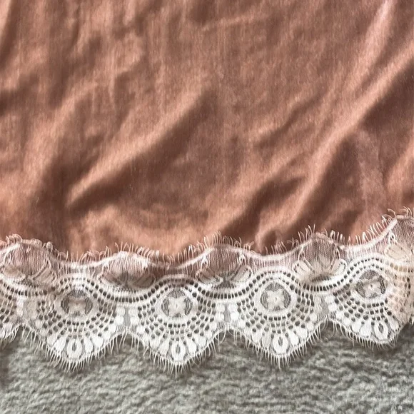 Boston Proper Lace Trim Velvet Top L - Picture 4 of 9